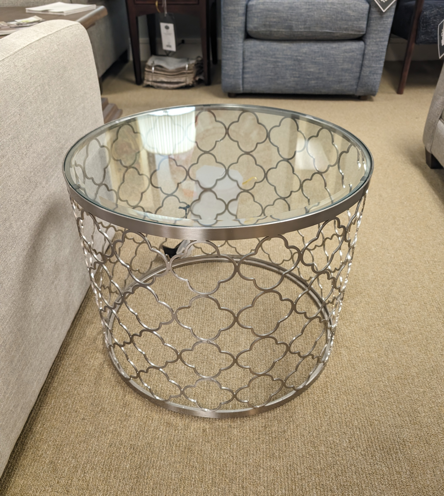 Quatrefoil Glass End Table