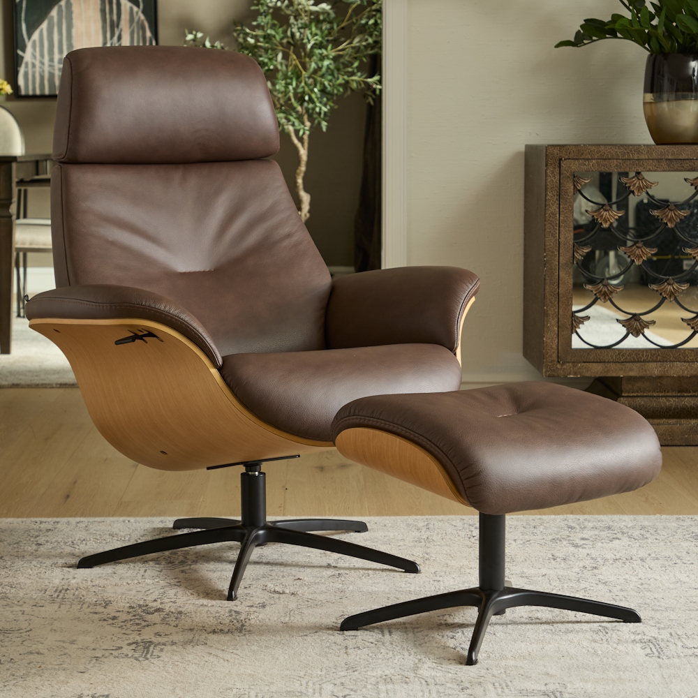 Falcon Leather Recliner and Ottoman