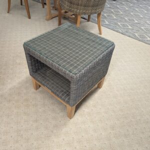 Wicker End Table w/Glass